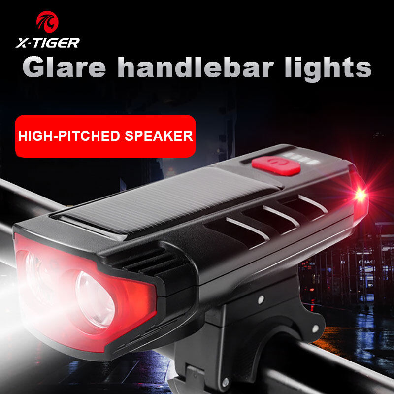 Đèn Xe Đạp Chống Nước X-TIGER, Đèn Sạc USB Dùng Năng Lượng Mặt Trời, Sạc Được