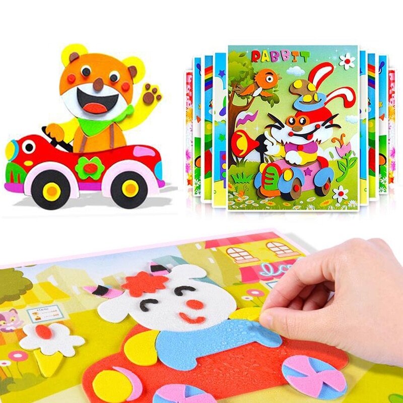 EVA Foam Sticker Puzzle Game DIY Cartoon Animal Learning Education Toys for  Children Kids Multi-patterns Styles 儿童手工立体贴画 | Lazada