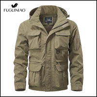 FUGUINIAO Tactical Jacket Multi Pocket Breathable Outdoor Jacket Waterproof Windproof Mens Hooded Detachable Jacket [Ready Stock]
