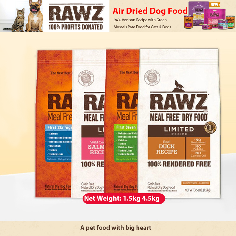 Rawz Dog Food Containing Six Kinds of Meat Turkey and Salmon Hypoallergenic Fow-fat High-Protein Complete Dog Food 1.5kg 4.5kg ราคา 2,280 บาท*ส่งฟรี