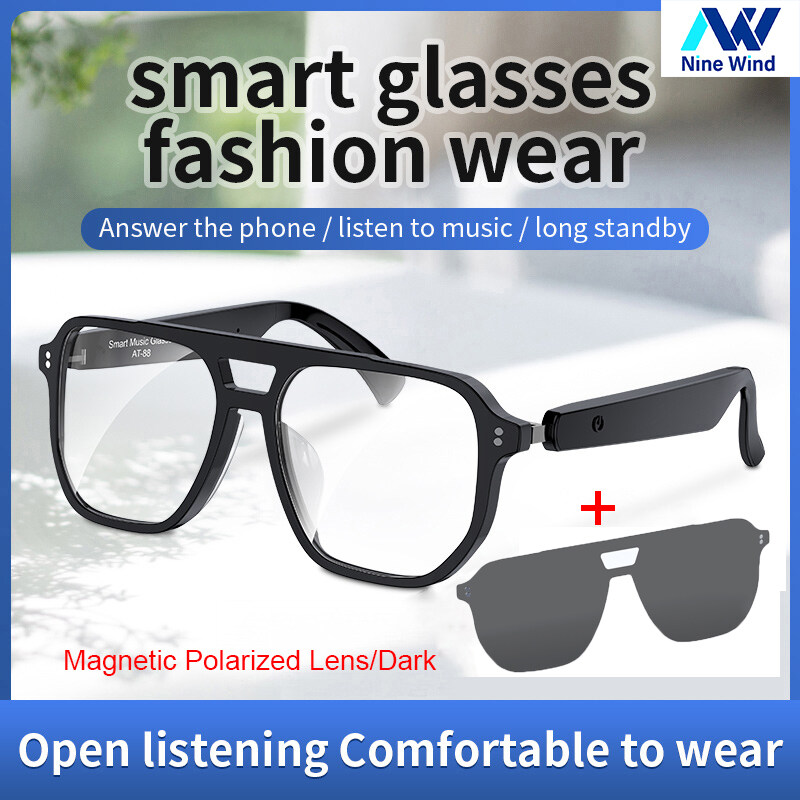 NineWind AT88/AT88S smart glasses with magnetic gray lenses ultra-light TR90 material support bluetooth music answering calls waterproof sports smart glasses anti-blue light sunglasses bluetooth headset glasses ราคา 2,163 บาท*ส่งฟรี