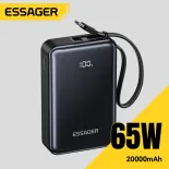Essager pd65w 20000mah sạc dự phòng màn hình hiển thị kỹ thuật số loại di động nhanh sạc qc4.0 pd3.0 không khí giao thông vận tải được xây dựng trong loại c cáp sạc nhanh sạc nhanh sạc dự phòng cho iphone17 16-5 ipad macbook Huawei Xiaomi Samsung máy tính