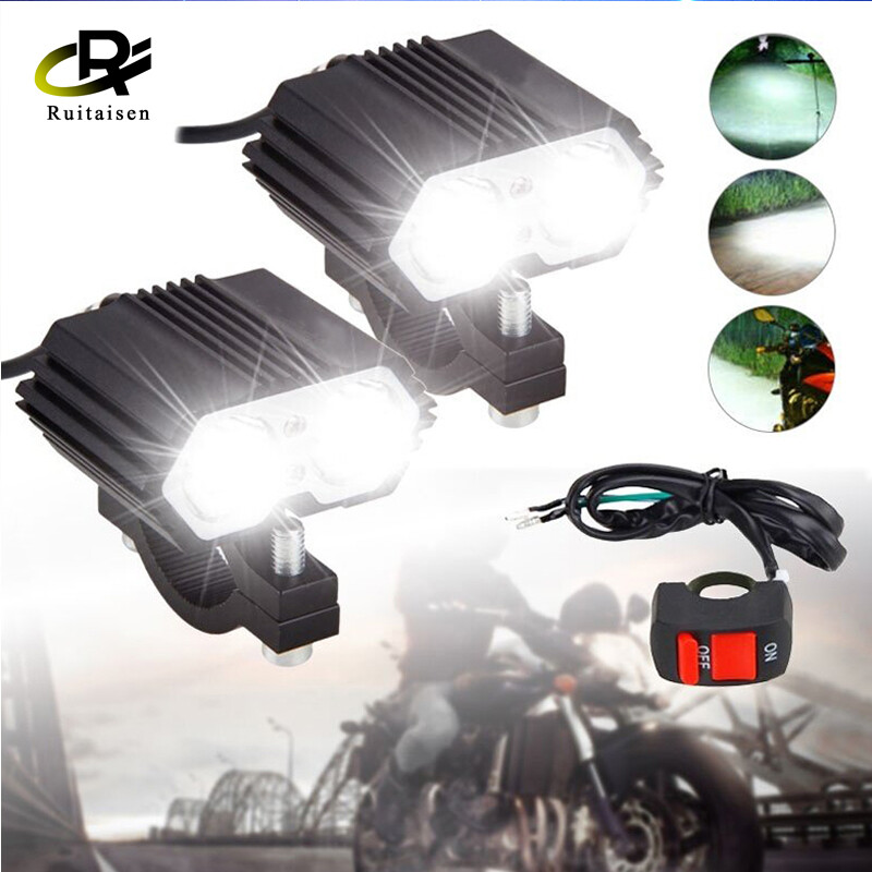 Đèn Pha Xe Máy 30W 5000LM Đèn Pha Sương Mù Xe Đạp LED 2x XM-L T6 Đèn Lái Xe Có Công Tắc