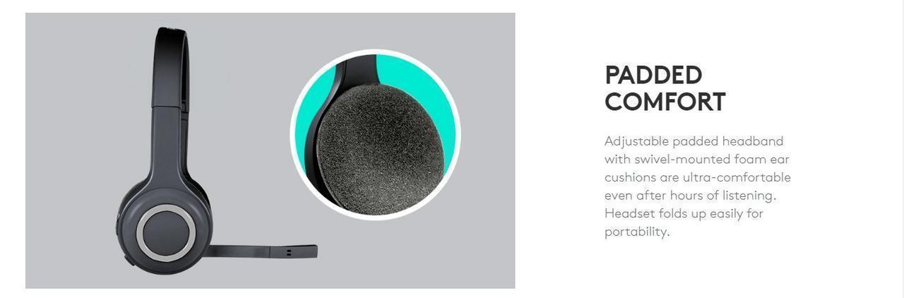 Logitech H600 Wireless 2.4GHz Headset with Noise Canceling Mic Foldable 15 b5246b59efa7310c5c5956e61df44588