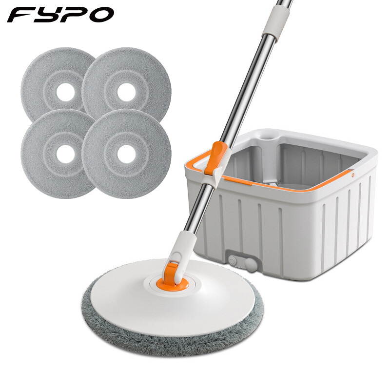 Fypo Lazy Spin Mop and Bucket Set 360°Rotatable Mop Reusable Microfiber Flat Mops with 2 Pads for Wood,Laminate,Tile,House Cleaning ราคา 806 บาท*ส่งฟรี