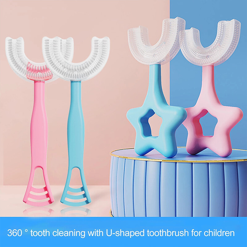 Gambar LemonBlue Soft Silicone Toothbrush for Kid 360 Degree Cleaning U Shaped Teeth Brush Papanicolaou Training Toothbrush for Toddler