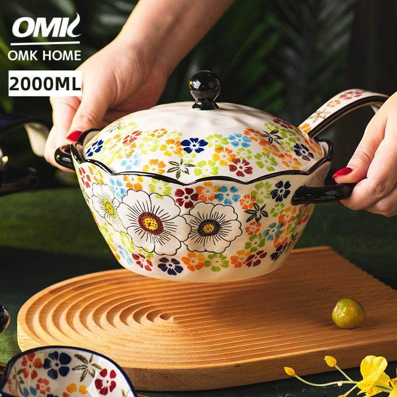 OMK Turkish Series Ceramics 2000ML Soup Spoon with Lid Gift Large Soup Spoon