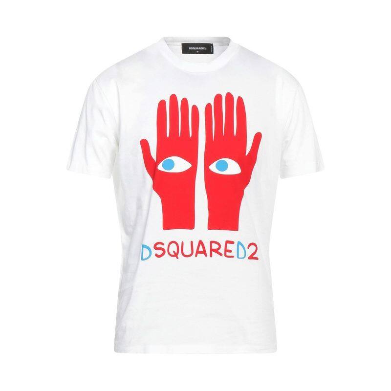  DSQUARED2 Áo sơ mi vải bông cao cấp cỡ lớn cổ tròn họa tiết hình cây cọ thường ngày Áo phông ngắn tay 100% thời trang 