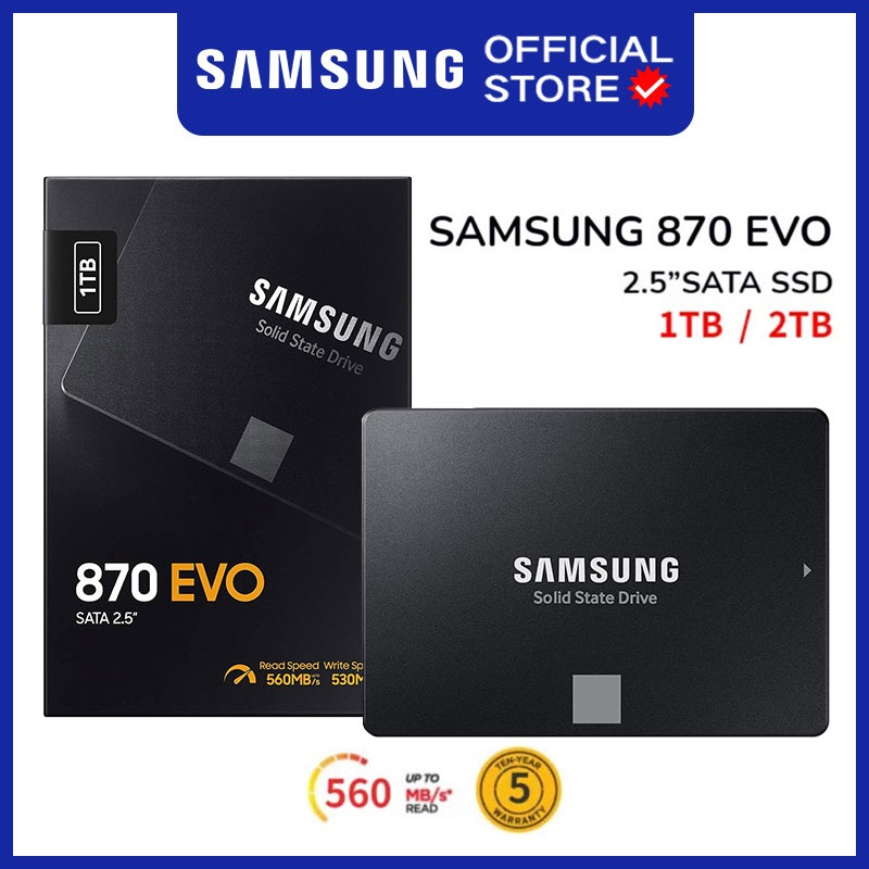 Samsung 870 Eva/qvo 500GB / 1 Tb/ 2เทราไบต์ SSD 2.5นิ้ว SATAIII 6กิกะไบต์/วินาที V-NAND SSD ภายในแบบดั้งเดิม SSD โซลิดสเตทไดรฟ์ SSD ราคา 3,875 บาท*ส่งฟรี