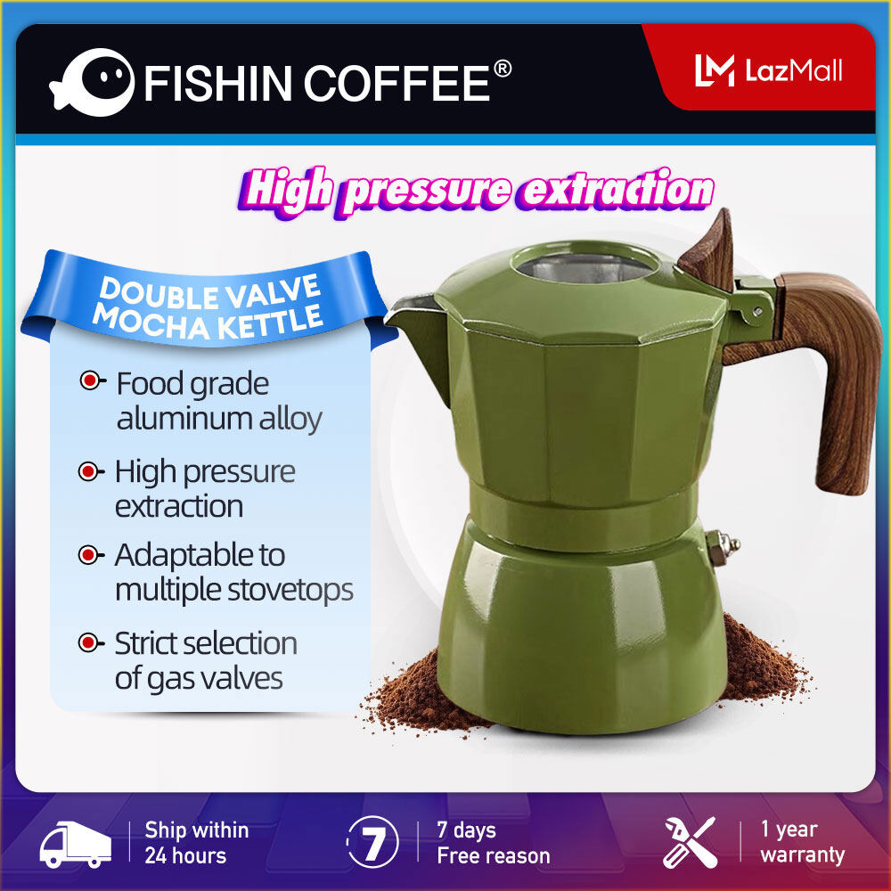Cà phê fishin mới van đôi ấm moka nồi cà phê Espresso cà phê ngoài trời ấm moka pha cà phê F232