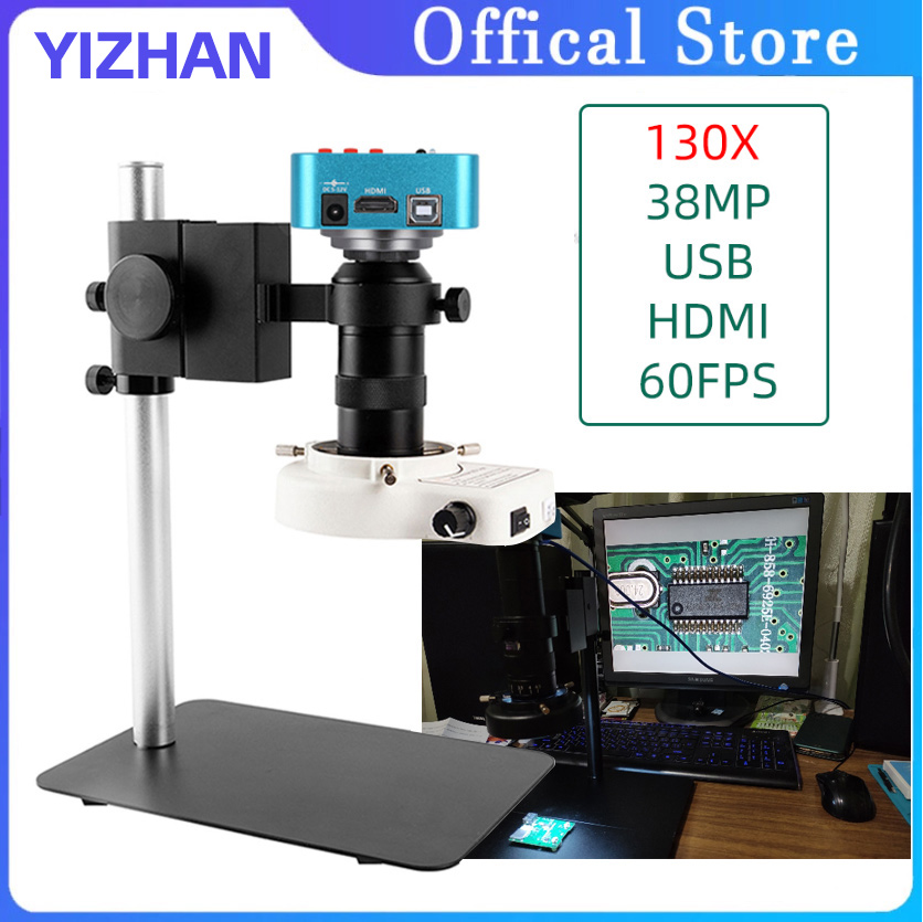 Yizhan Industrial Digital Video Microscope 38MP HDMI USB Monocular Microscope Camera 130X Zoom C Mount Lens For PCB Soldering ราคา 2,473 บาท*ส่งฟรี