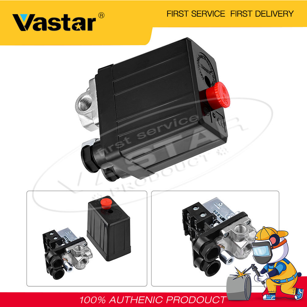Vastar công tắc điều khiển áp suất máy nén khí và van đồng hồ đo áp suất 240v 16a 90psi -120psi