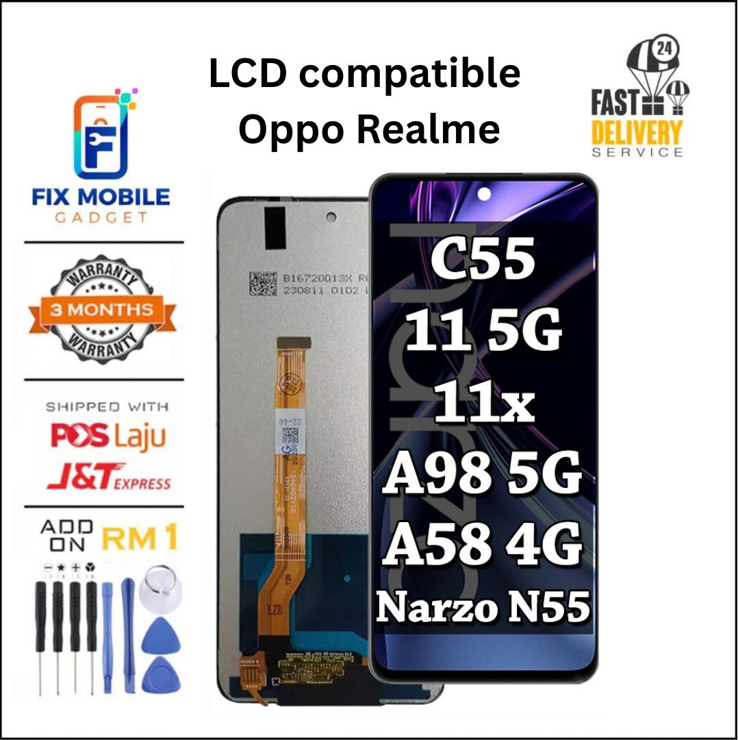 Écran LCD Pour OPPO A79 / A98 5G / A58 / A1 / Realme C55 - Sans Châssis - Neuf