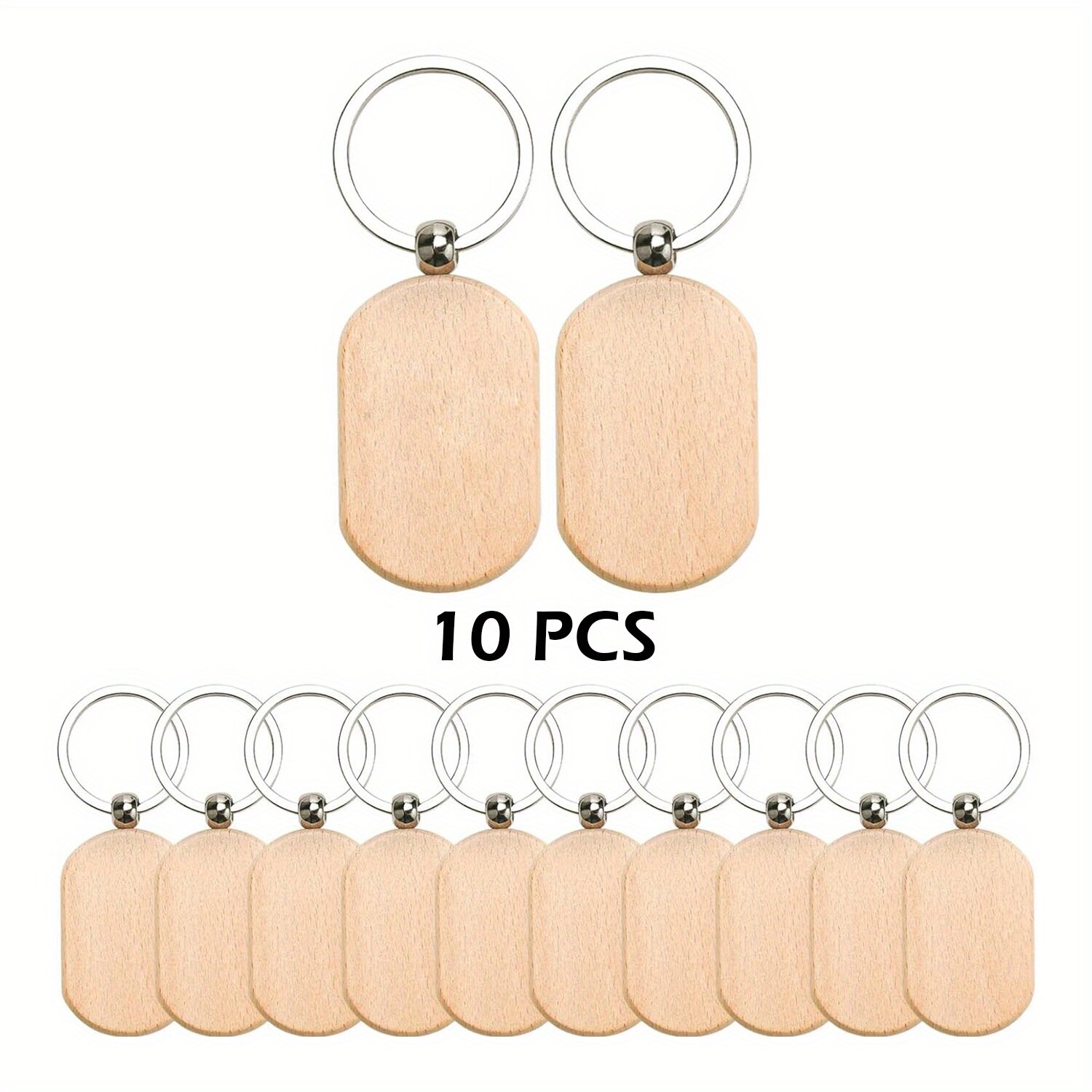 10 cái bằng gỗ Keychain khoảng trống, gỗ khắc khoảng trống móc chìa khóa, chưa hoàn thành hình chữ nhật gỗ tròn thẻ chìa khóa cho thủ công tự làm