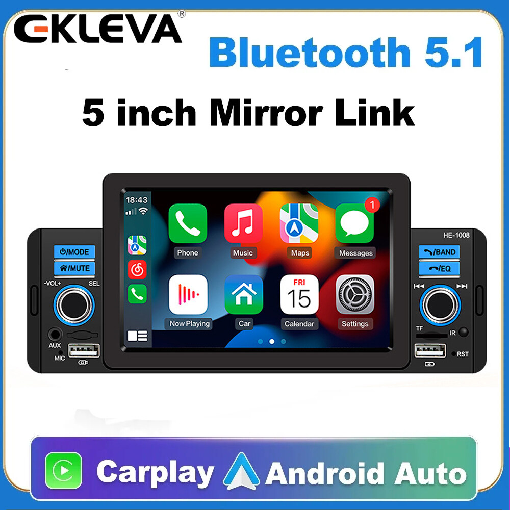 EKLEVA 5 inch Car Radio 1 Din CarPlay Android Auto Multimedia For Volkswagen Nissan Toyo Bluetooth MirrorLink FM Receiver ราคา 2,246 บาท*ส่งฟรี