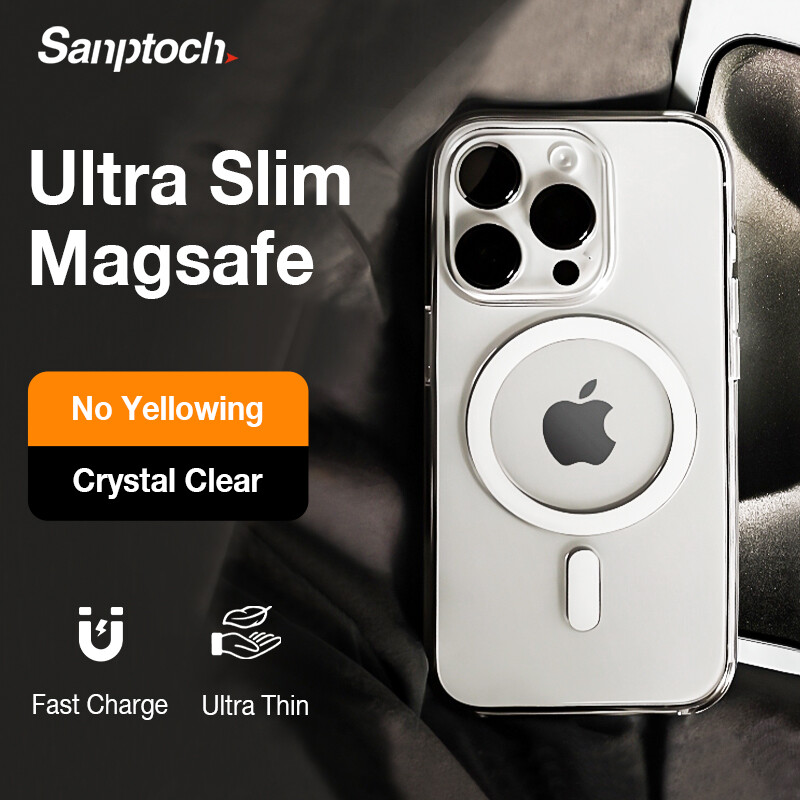   Ultra Slim  sanptoch cho MagSafe trong suốt pha lê ốp điện thoại cho Iphone 17 16 15 14 13 12 Pro Max vỏ nhựa PC trong suốt không ố vàng cho iPhone 17air 16 15 14 Plus Vỏ bảo vệ mỏng & nhẹ 