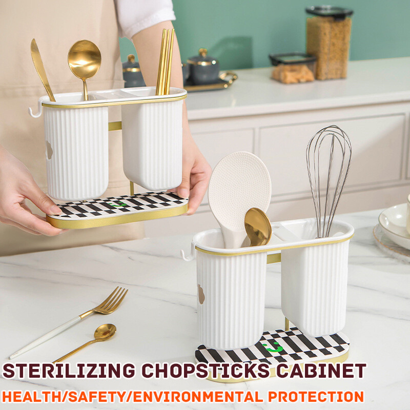 Gambar Light Luxury Chopsticks Tube Hanging Wall Chopsticks Storage Box Kitchen Spoon Knife And Fork Drain Rack Chopsticks