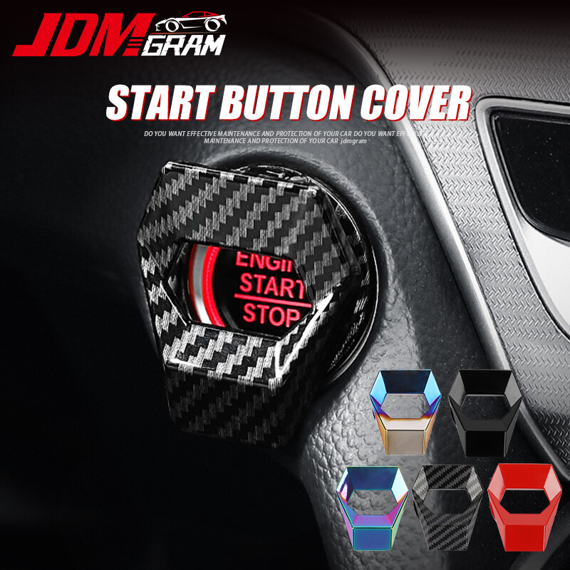 Jdmgram 1 nút bấm khởi động xe ô tô bằng sợi carbon, 1 cái, công tắc đánh lửa động cơ tự động đa năng, trang trí bảo vệ, nắp dính, phụ kiện nội thất ô tô