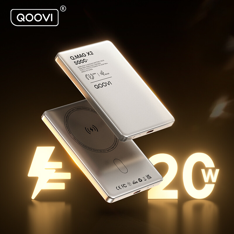 QOOVI PD20w Powerbank không dây từ tính MagSafe sạc nhanh cho điện thoại Apple 5000mAh Pin siêu mỏng mini đồ sạc di động cho iPhone 16 Pro Max 15 14 13 12 sạc dự phòng gốc