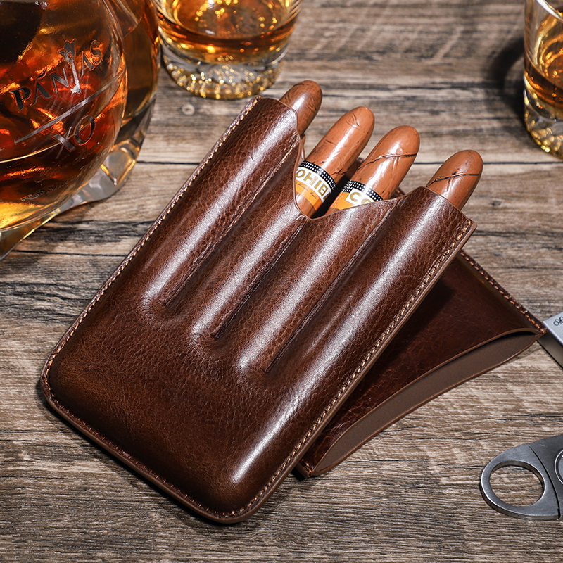 Genuine Leather Travel Storage Case for Men Tubes Holder Portable Humidor Box for Travel Gift for Man Father ราคา 1,303 บาท*ส่งฟรี
