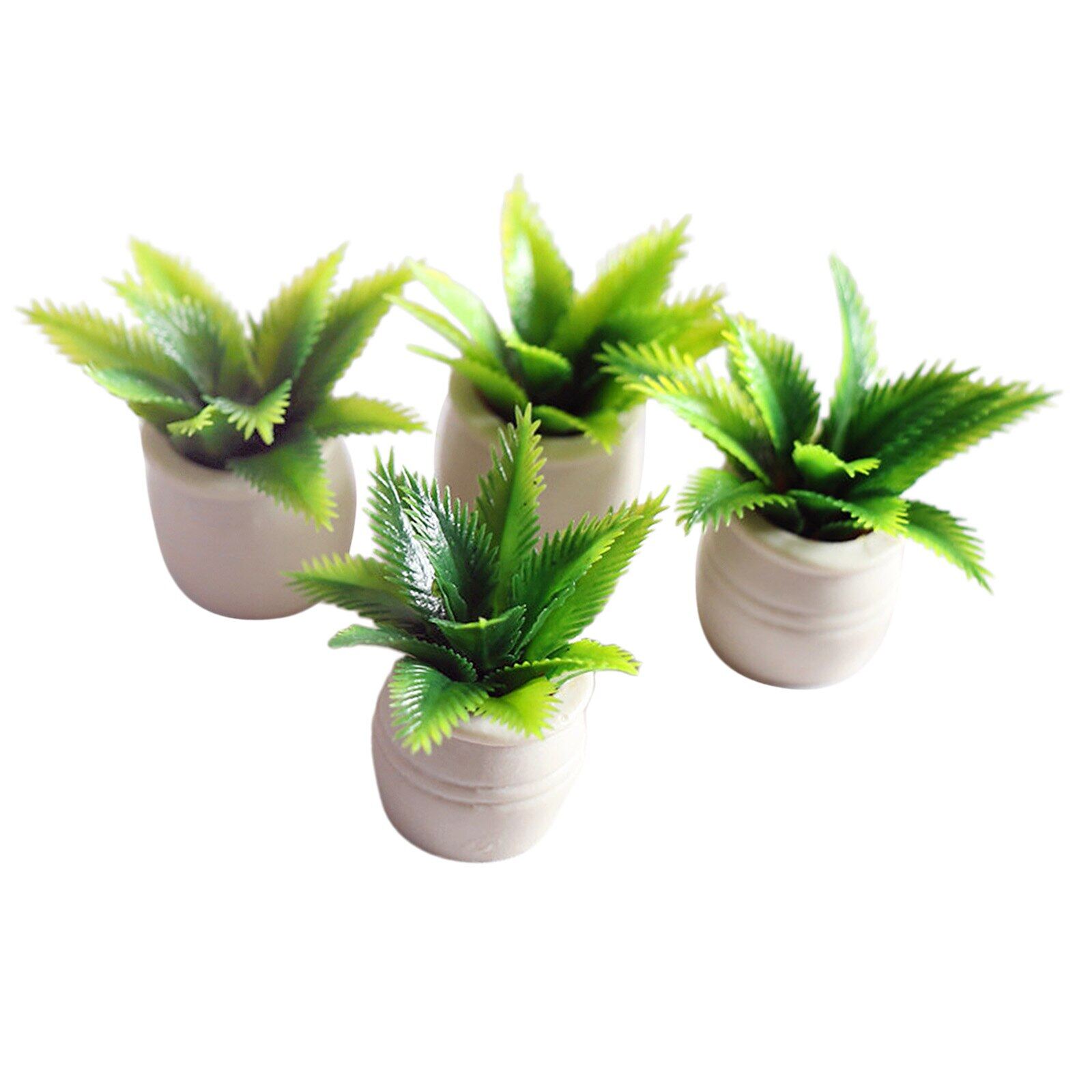 4pcs 1:12 Dollhouse Miniatures in Pot Tree Plants Model Decor Accessories