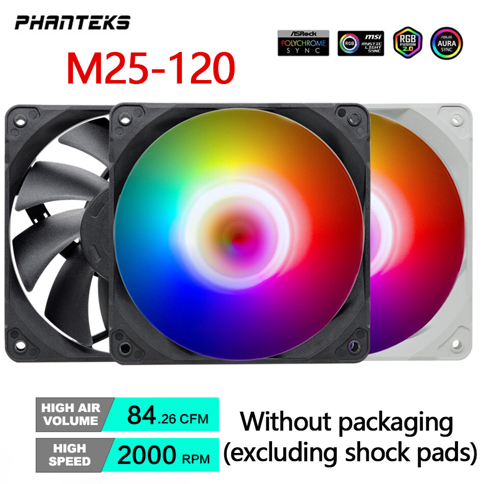 Phanteks vỏ máy tính argb m25-120mm 5v/3pin quạt tản nhiệt 4pin pwm điều khiển nhiệt độ khối lượng không khí cao quạt làm mát cpu