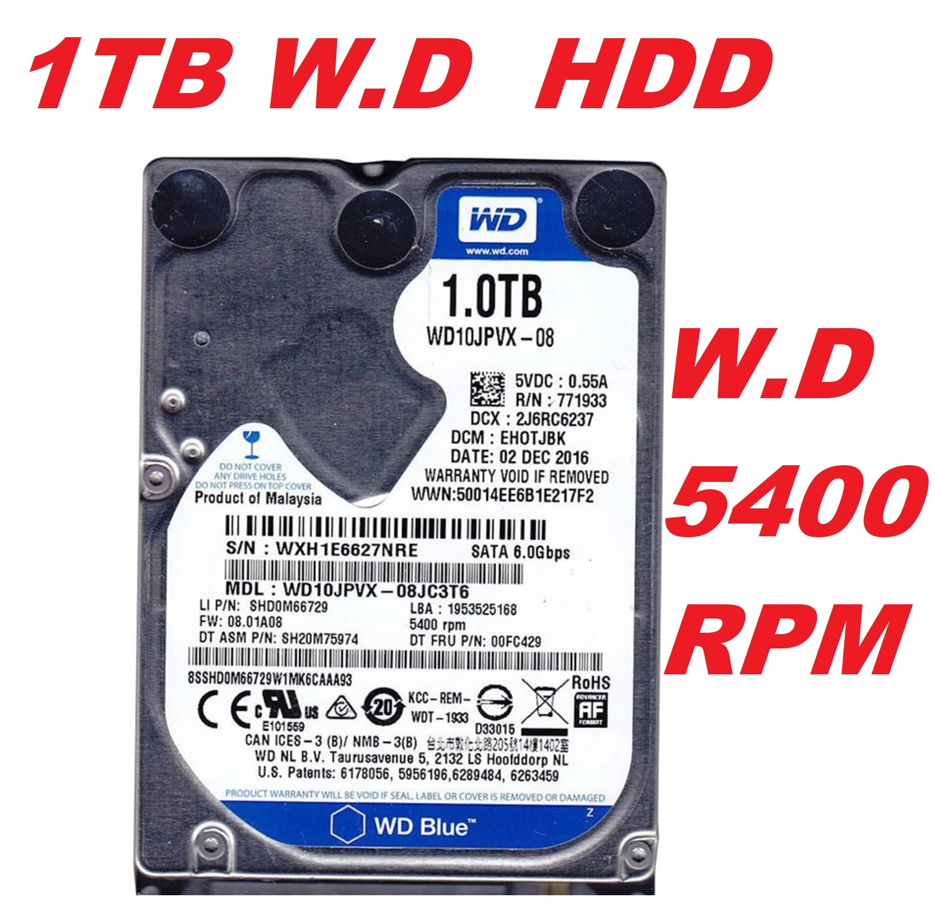 Disque Dur Interne WD Blue 1To 2.5″ – SATA III 5400 Tr/min Pour PC Portable