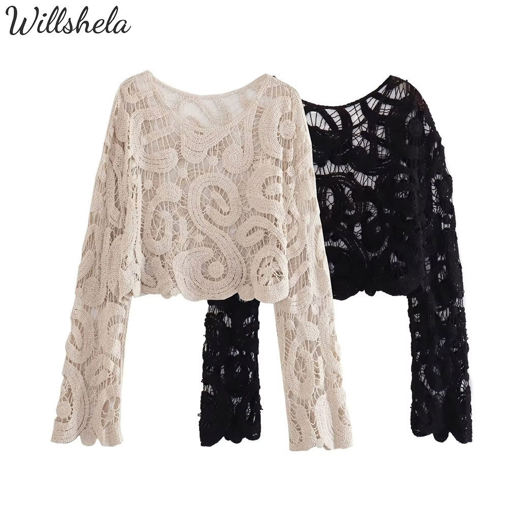 Willshela Women Fashion Plain Knitted Shirt Round Neck Long Sleeves Female Chic Lady Casual Korean Tops Sweater