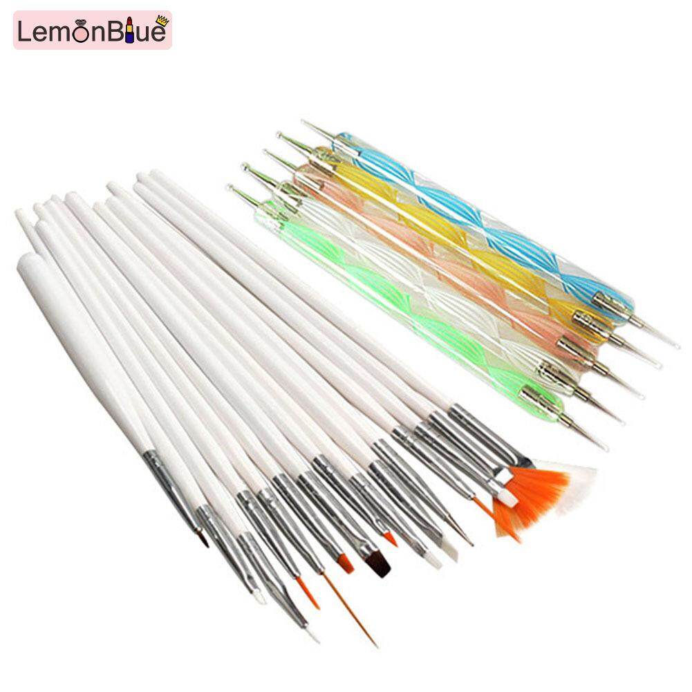 Gambar [RAYA SALE] LemonBlue 20 Pcs Set Nail Art Brush Pen Kit Nails Design UV Gel Dotting Painting Drawing Polish Manicure Tools