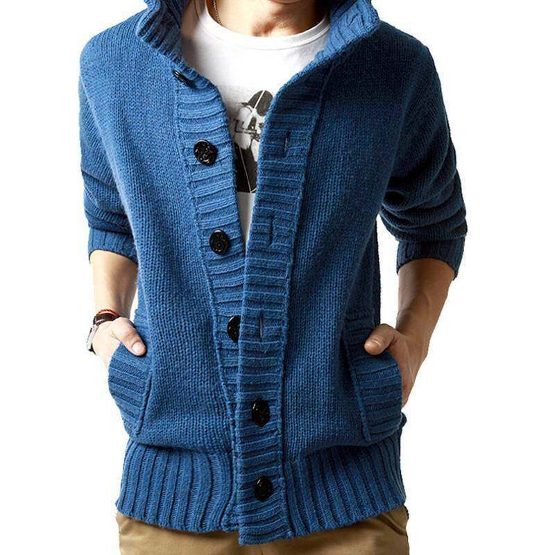 blue button sweater