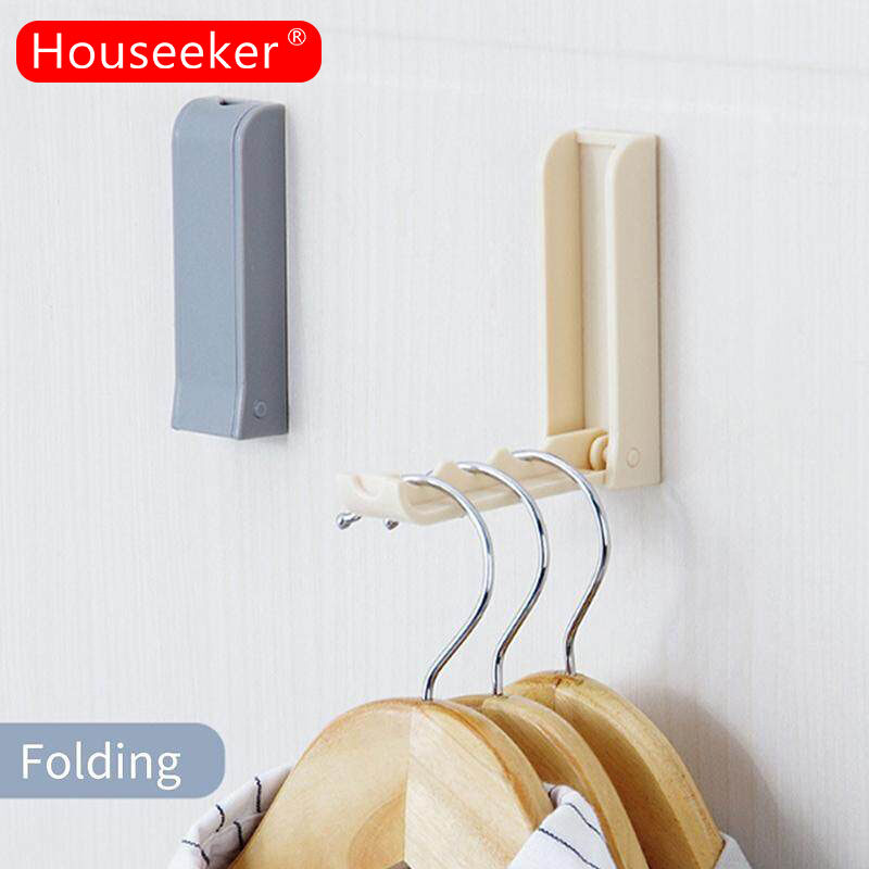 Foldable Self Adhesive Hooks Folding Sticky Wall Hanging Storage Rack