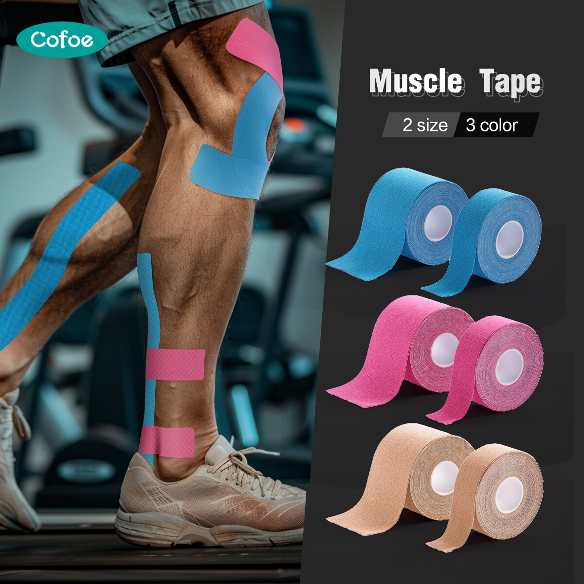 Cofoe Kinesiology Sport Elastic Tape Physio Strapping Breathable Muscle Tape Pain Care Rehab Injury Knee Protector Support Pre-cut Gym Fitness Bandage ราคา 106 บาท*ส่งฟรี