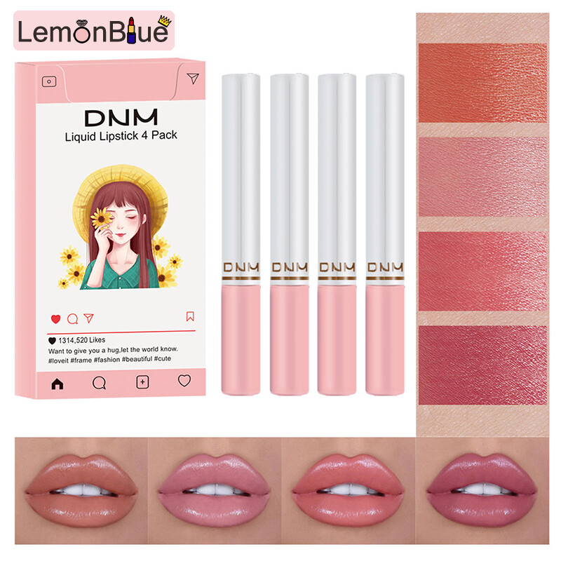 Gambar LemonBlue Set of 4 Thin Lipstick Solid Lip Gloss Matte   Hydrated Lip Makeup Cosmetics Solid Lip Gloss Matte   Hydrated Lip Makeup Cosmetics Matte   Hydrated Thin Lipstick Gift for Girls Women 1.5g*4