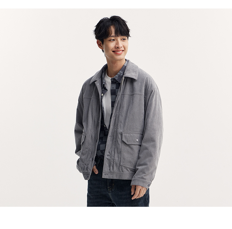 Semir Men'S Jacket For Autumn 2024 Made Textured Vintage Corduroy Fabric Featuring Stylish Versatile Work Clothes-Inspired Top Perfect For Fashionable Look · v4