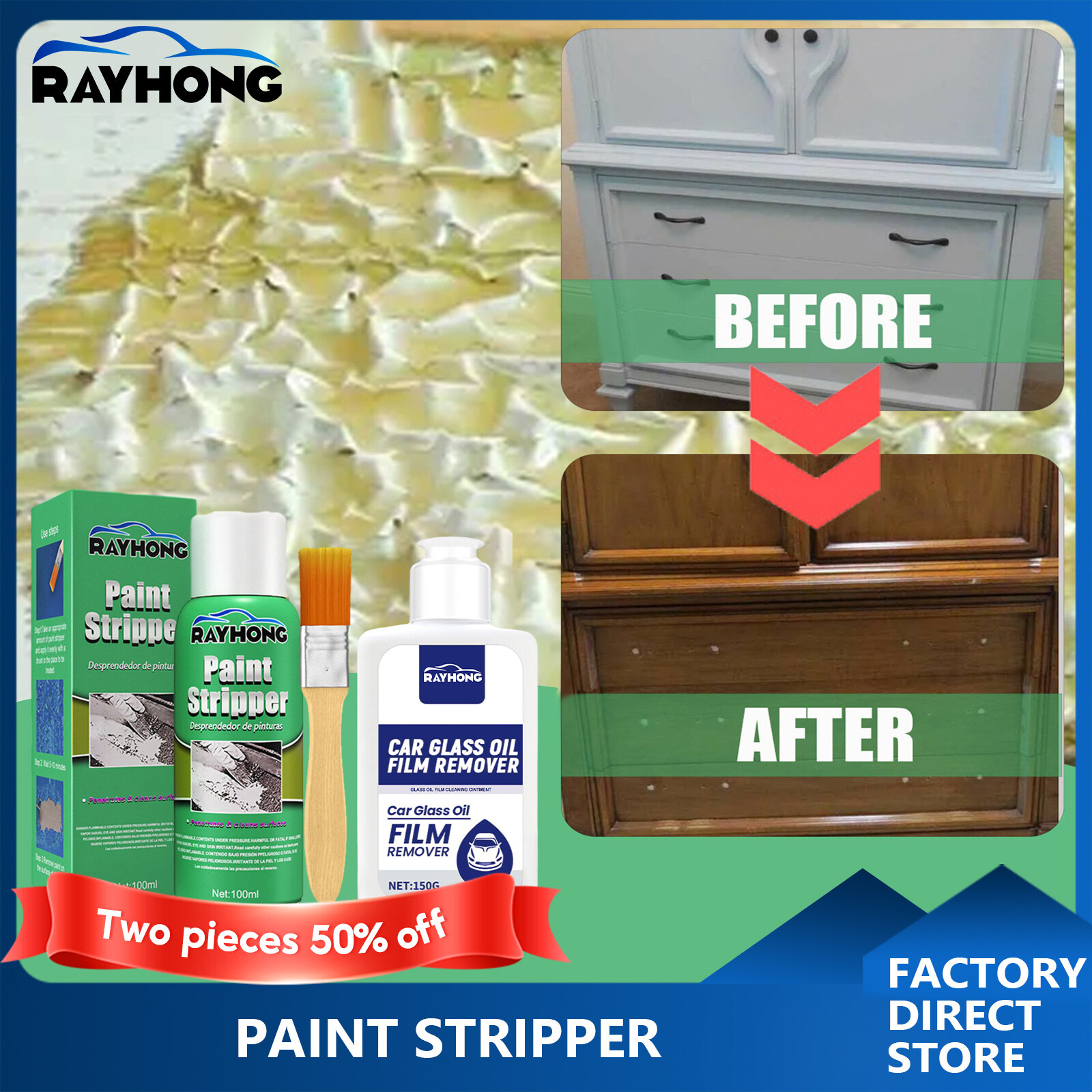 Rayhong Dụng Cụ Cạo Sơn Bình Xịt Tẩy Sơn Cho Bề Mặt Kim Loại Bánh Xe Sơn Lột Nhanh Chỉnh Sửa Graffiti Trên Tường Kèm Chổi Quét Làm Sạch Và Tẩy Sơn Không Trầy Xước Cho Bề Mặt Kim Loại Tẩy Sơn Hiệu Quả (100Ml)