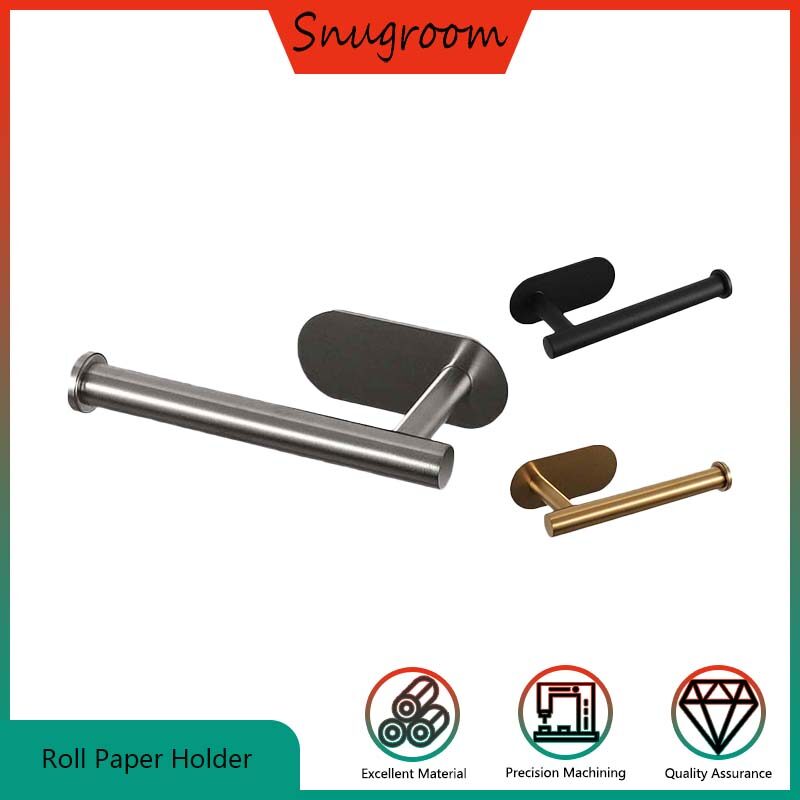 Snugroom Stainless Steel Short Cylindrical Self-Adhesive Wall Mounted Toilet Roll Holder ราคา 160 บาท*ส่งฟรี