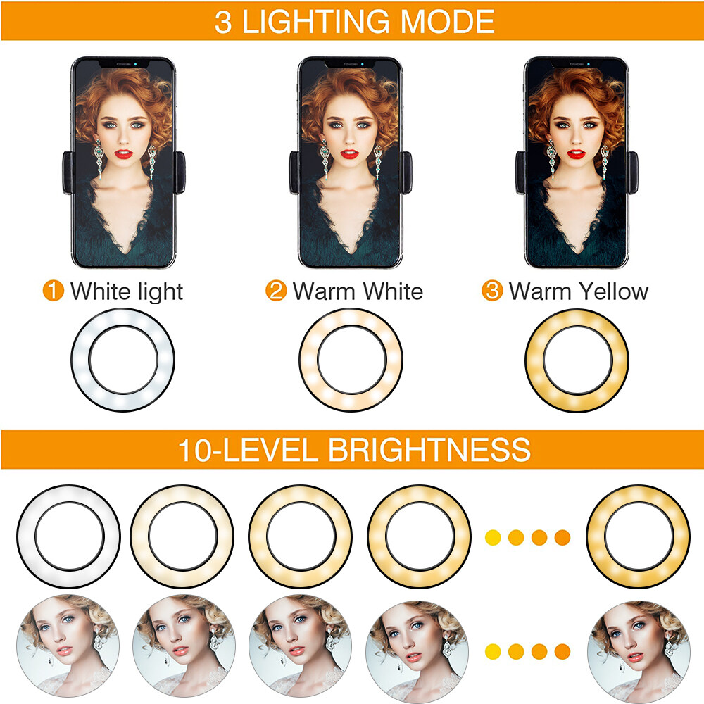 Rovtop Photo Studio Selfie Đèn LED Vòng Với Giá Đỡ Điện Thoại Di Động Youtube