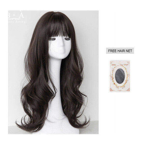 Gambar Wig female long hair comic bangs net red round face big wave fluffy full headgear long curly hair