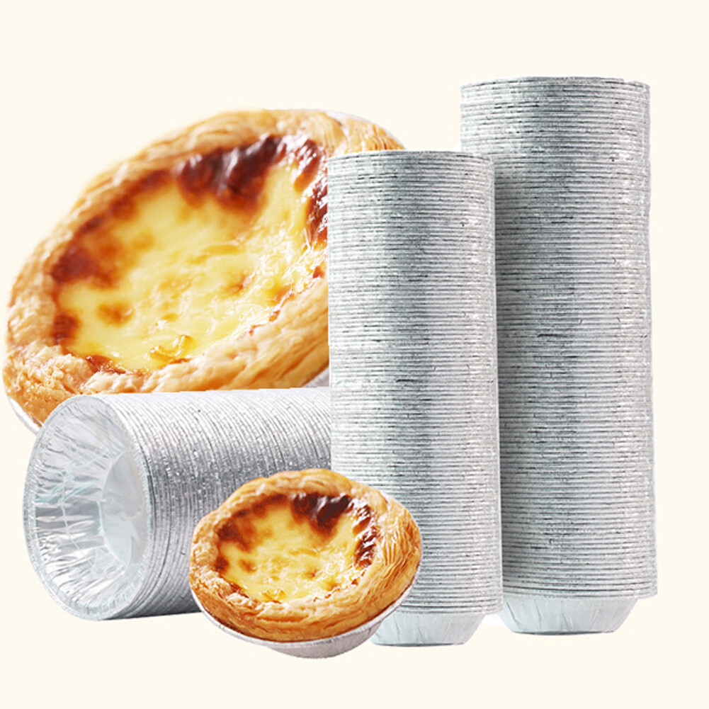 Gambar Hot Sale 100pcs Disposable Aluminum Foil Baking Cookie Muffin Cupcake Egg Tart Mold Round Baking Tool Baking Cups