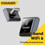 Essager Không Dây Carplay Wifi6 Android Bộ chuyển đổi tự động Không Dây Apple Carplay và Android Tự Động 2-Trong-1 Không Dây Apple Carplay Dongle Bộ thu tín hiệu Android Tự Động Dongle Bộ thu tín hiệu Cho Xe Hơi Với Original USB Cho Apple iPhone máy phát 