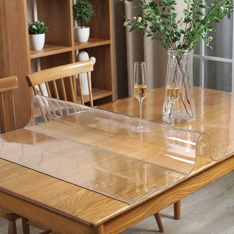 Gambar PVC Tablecloth Transparent Waterproof D  Water And Kitchen Oil Proof Glass Soft Cloth Tablecloth 1.0Mm Protector Desk Pad Cover