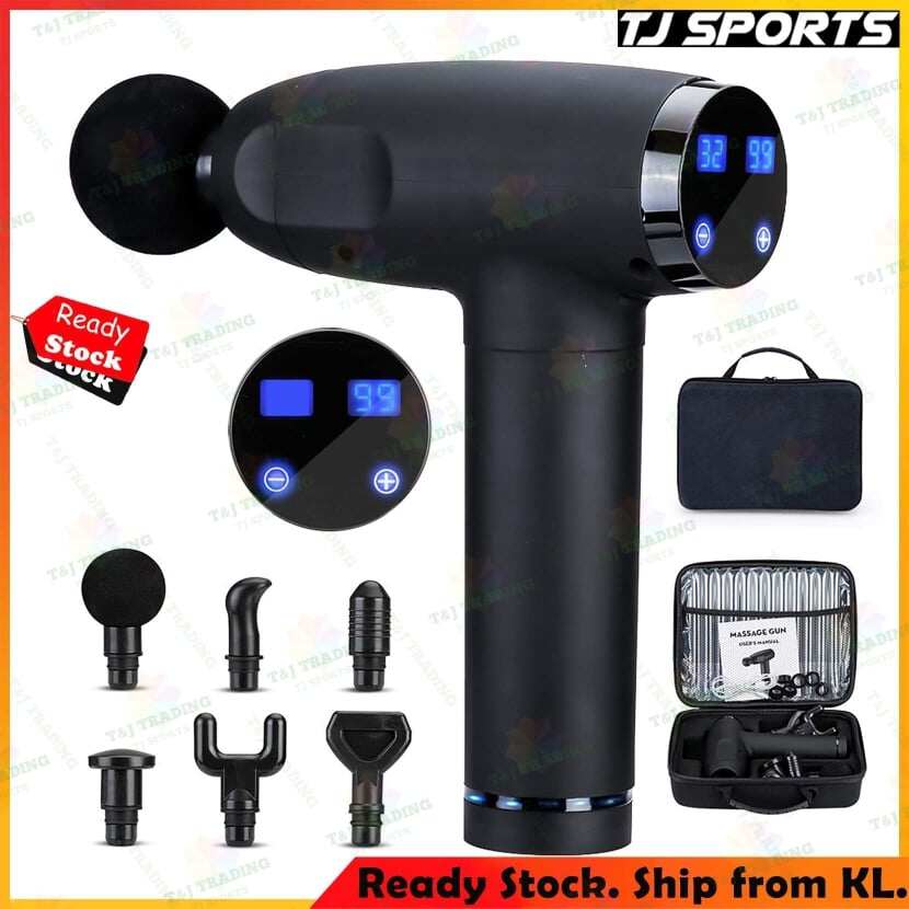 Gambar Muscle Massage Gun Deep Tissue Handheld Percussion Massager 20 Speeds 6 Massage Heads Gym Fitness Workout Muscle Pain Release Vibrator TJ Sports