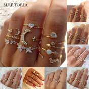 MJartoria Retro Gold Boho Stack Rings for Women (10pcs/Set)