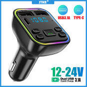 JTKE Car Bluetooth FM Transmitter with Fast Charger and Handsfree MP3 Player