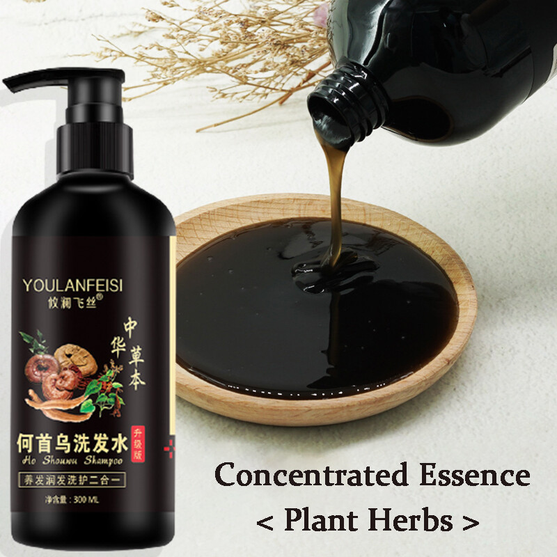 Gambar ?Ready Stock ?????? ?White Hair Treatment Shampoo 300ml Polygonum multiflorum Essence Black Colour Hair Shampoo Cover White   Grey Hair Norishing Hair Roots Smoothing Hair remove dandruff White Hair Turns to Black Color Hair Shampoo