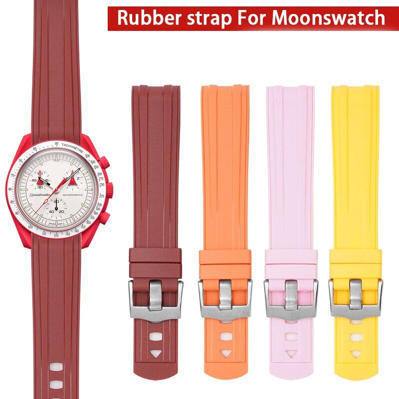 20mm Rubber Strap Curved End for  Seamaster 300 And MoonSwatch Waterproof Diving Men Women Replacement WatchBand - Jenama abay Harga 22 Ringgit*Penghantaran Percuma