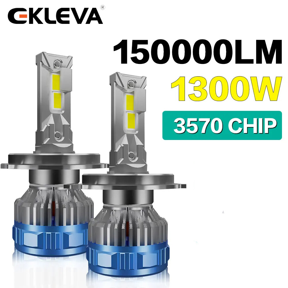 Ekleva Bóng Đèn Đèn Pha Led Siêu đèn pha sáng Canbus 1300W 150000lm H1 H4 H7 H11 9005 9006 6000K Tự Động Turbo đèn sương mù 32V