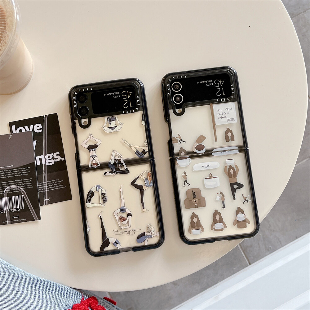 CASETiFY Samsung Z Flip Case Hard Arcylic Coffee Yoga Girl