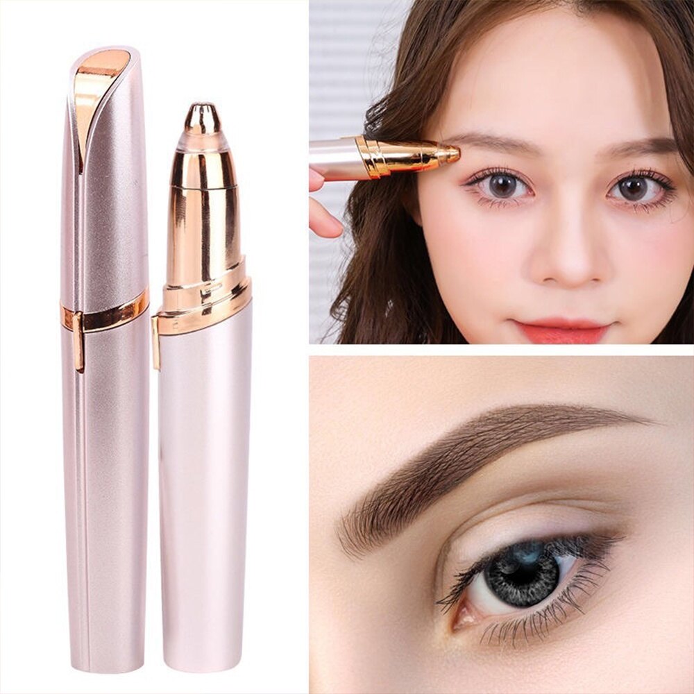 Gambar Electric Eyebrow Trimmer Makeup Painless Eye Brow Epilator Portable Facial Hair Remover Mini Shaver Razors Women Depilator Rechargeable USB