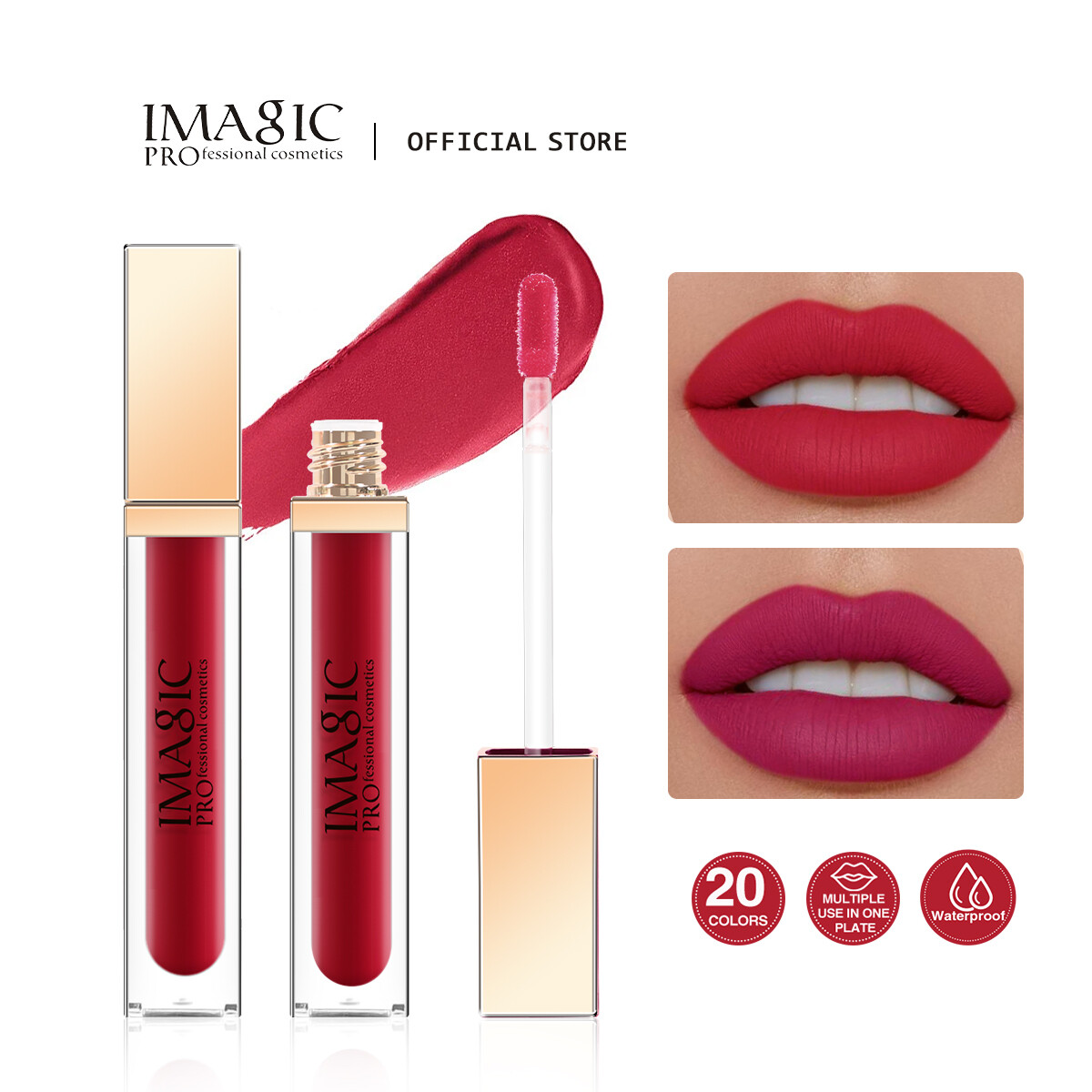 Son bóng dưỡng ẩm imagic son bóng nhung lì 20 màu son lì trang điểm môi màu ngọc trai/lì